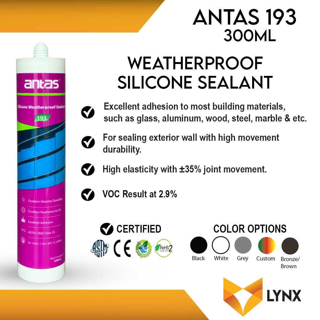Antas 193 Weatherproof Silicone Sealant 300ml Cartridge