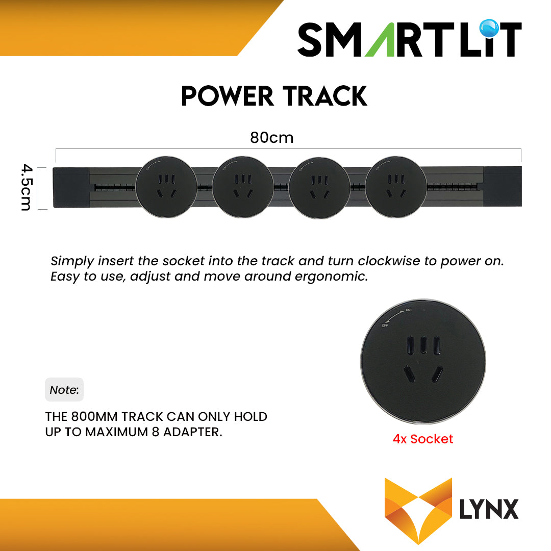 SMARTLIT Movable Power Track Socket 45mm x 800mm