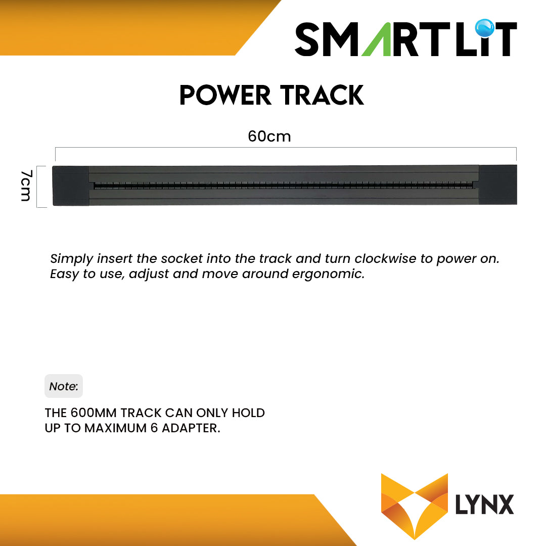 SMARTLIT Movable Power Track Socket 70mm x 600mm