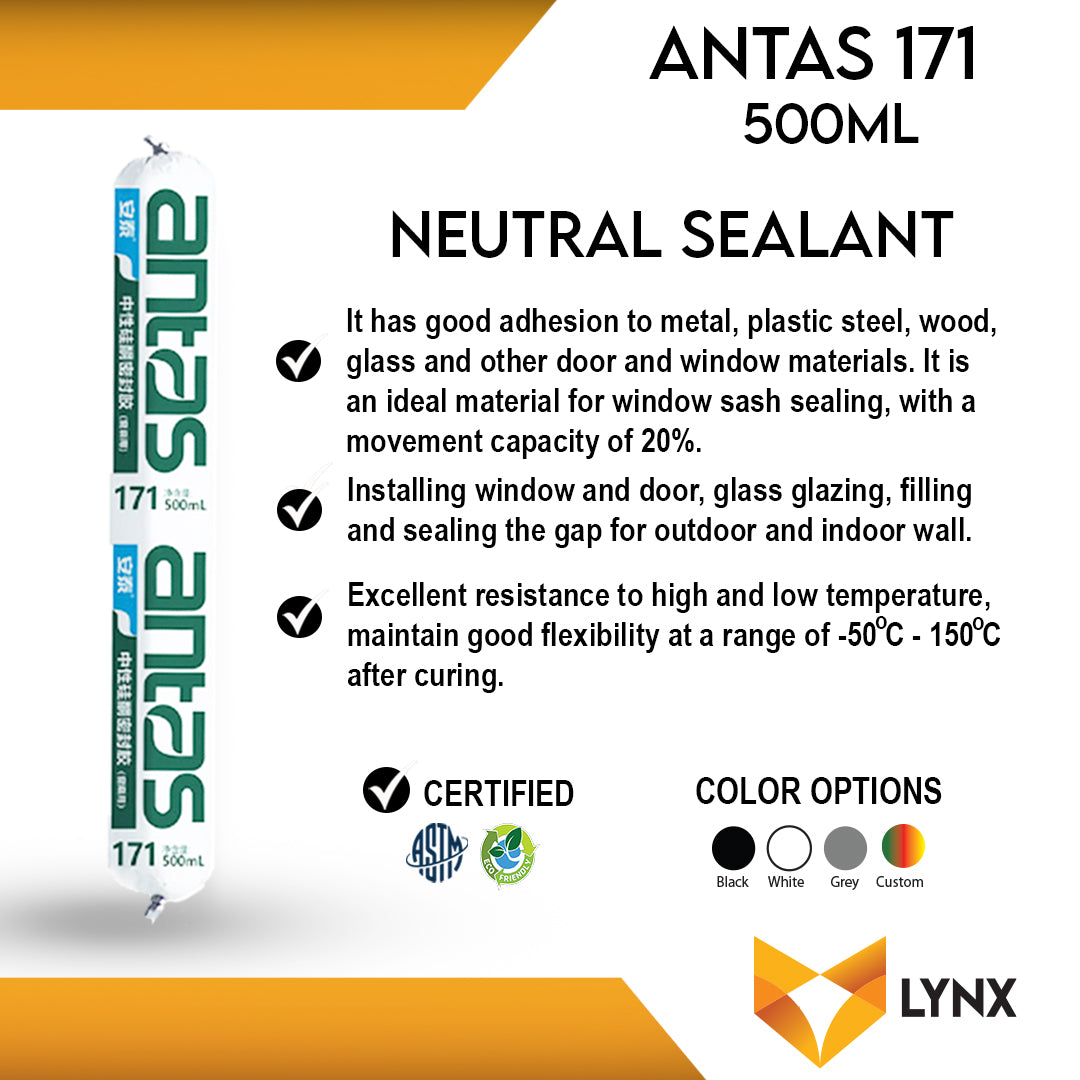 Antas 171 Neutral Silicone Sealant 500ml Sausage