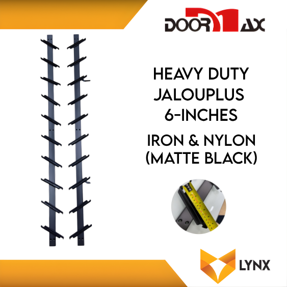 DOORMAX HEAVY DUTY Jalouplus 6-INCH 1 Pair Iron Powder Coated Steel Nylon (MatteBlack)