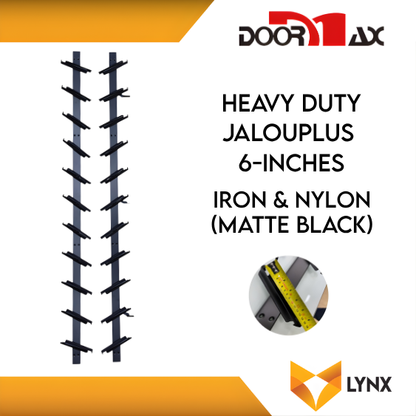 DOORMAX HEAVY DUTY Jalouplus 6-INCH 1 Pair Iron Powder Coated Steel Nylon (MatteBlack)