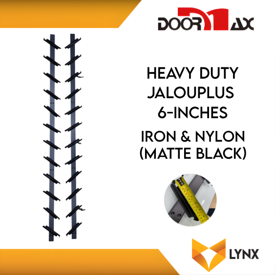 DOORMAX HEAVY DUTY Jalouplus 6-INCH 1 Pair Iron Powder Coated Steel Nylon (MatteBlack)