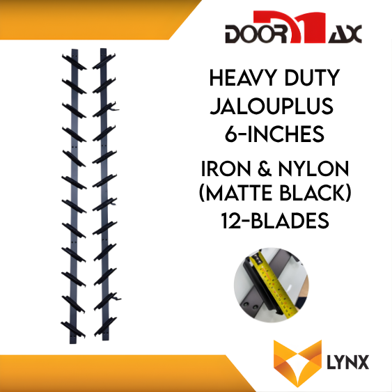 DOORMAX HEAVY DUTY Jalouplus 6-INCH 1 Pair Iron Powder Coated Steel Nylon (MatteBlack)