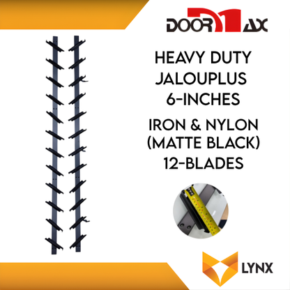 DOORMAX HEAVY DUTY Jalouplus 6-INCH 1 Pair Iron Powder Coated Steel Nylon (MatteBlack)