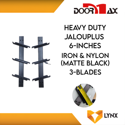DOORMAX HEAVY DUTY Jalouplus 6-INCH 1 Pair Iron Powder Coated Steel Nylon (MatteBlack)