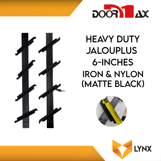 DOORMAX HEAVY DUTY Jalouplus 6-INCH 1 Pair Iron Powder Coated Steel Nylon (MatteBlack)