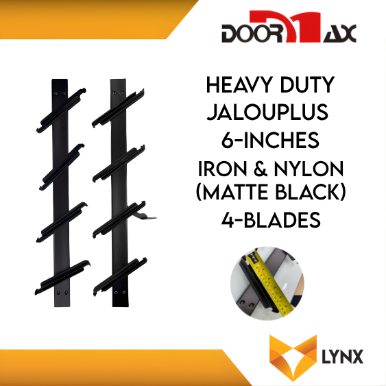 DOORMAX HEAVY DUTY Jalouplus 6-INCH 1 Pair Iron Powder Coated Steel Nylon (MatteBlack)