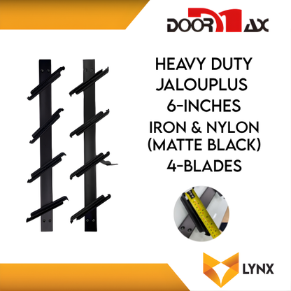 DOORMAX HEAVY DUTY Jalouplus 6-INCH 1 Pair Iron Powder Coated Steel Nylon (MatteBlack)