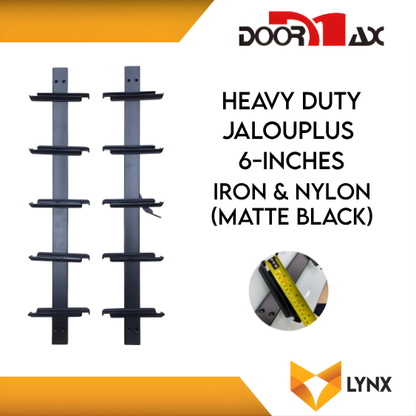 DOORMAX HEAVY DUTY Jalouplus 6-INCH 1 Pair Iron Powder Coated Steel Nylon (MatteBlack)