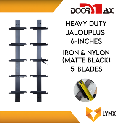 DOORMAX HEAVY DUTY Jalouplus 6-INCH 1 Pair Iron Powder Coated Steel Nylon (MatteBlack)