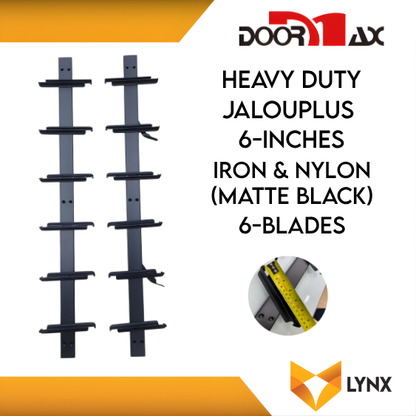 DOORMAX HEAVY DUTY Jalouplus 6-INCH 1 Pair Iron Powder Coated Steel Nylon (MatteBlack)