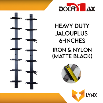 DOORMAX HEAVY DUTY Jalouplus 6-INCH 1 Pair Iron Powder Coated Steel Nylon (MatteBlack)