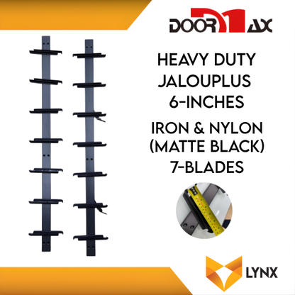 DOORMAX HEAVY DUTY Jalouplus 6-INCH 1 Pair Iron Powder Coated Steel Nylon (MatteBlack)