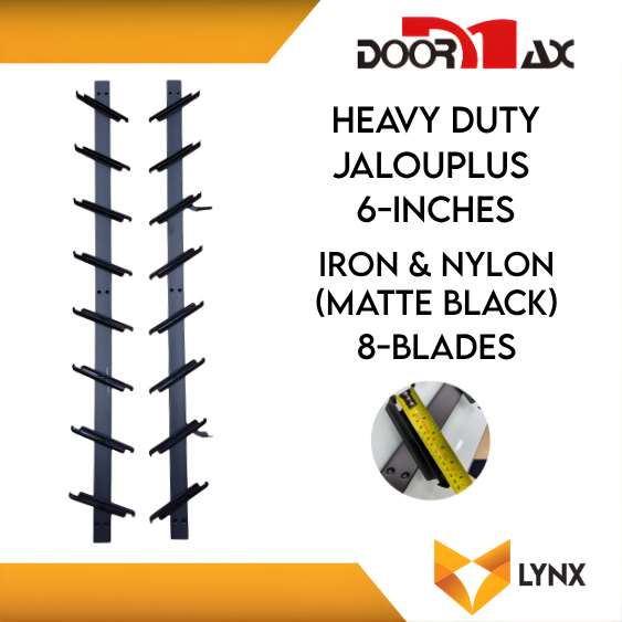 DOORMAX HEAVY DUTY Jalouplus 6-INCH 1 Pair Iron Powder Coated Steel Nylon (MatteBlack)