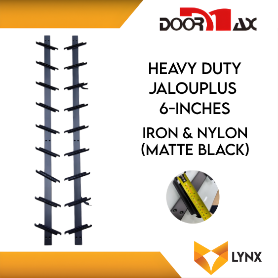 DOORMAX HEAVY DUTY Jalouplus 6-INCH 1 Pair Iron Powder Coated Steel Nylon (MatteBlack)