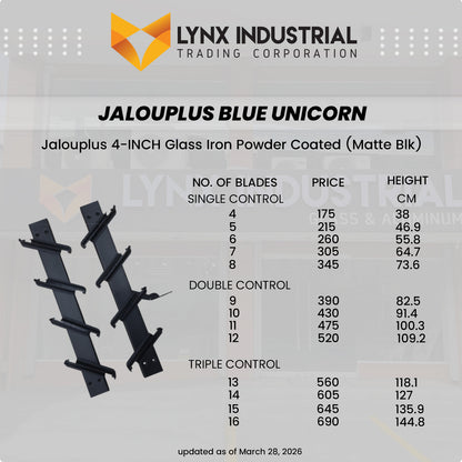 BLUE UNICORN Jalouplus Iron Powder Coated 4-Inches 12-Blades for Window Frame