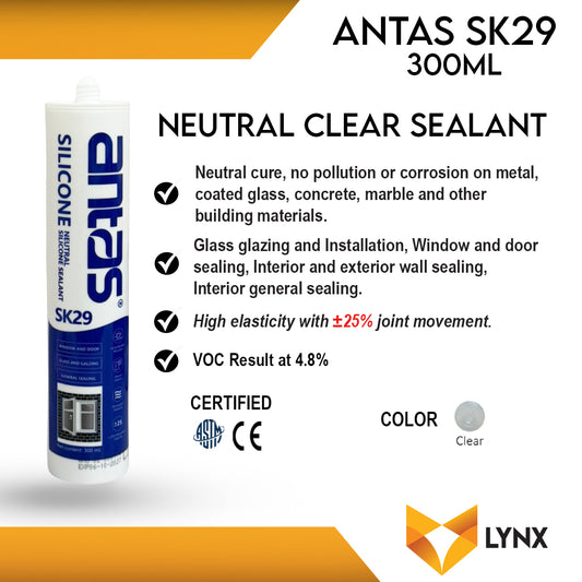 Antas SK29 Neutral Clear GP Silicone Sealant 300ml Cartridge