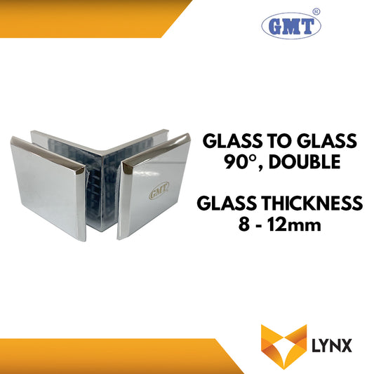 GMT Glass Connectors Glass to Glass 90 degree, Double
