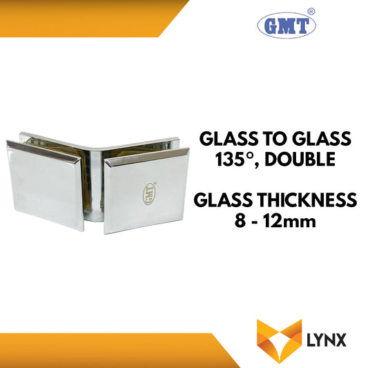 GMT Glass Connectors Glass to Glass 135 degree, Double