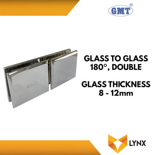 GMT Glass Connectors Glass to Glass 180 degree, Double