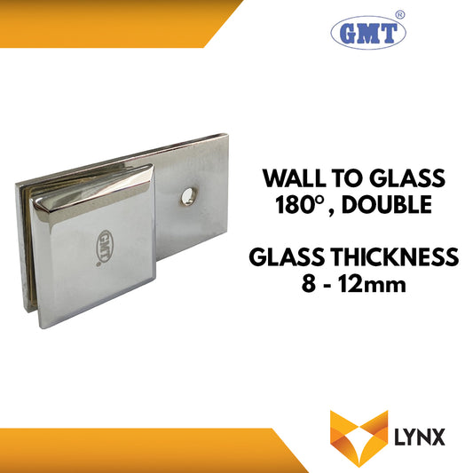 GMT Glass Connectors Wall to Glass 180 degree, Double