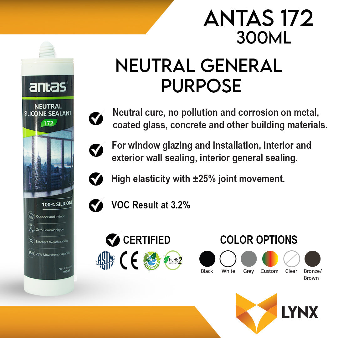 Antas 172 Neutral GP Silicone Sealant 300ml Cartridge