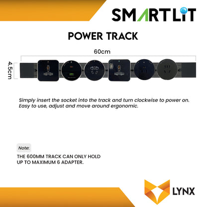 SMARTLIT Movable Power Track Socket 45mm x 600mm
