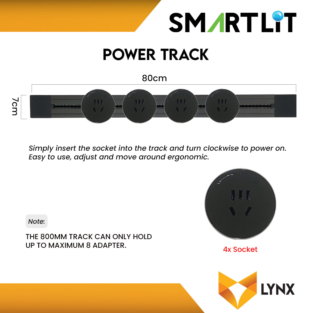 SMARTLIT Movable Power Track Socket 70mm x 800mm