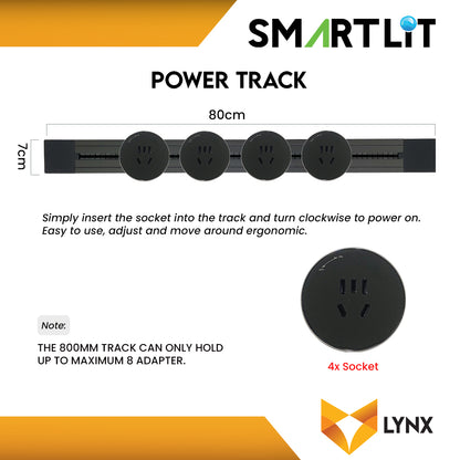 SMARTLIT Movable Power Track Socket 70mm x 800mm