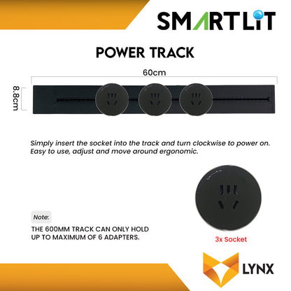 SMARTLIT Movable Power Track Socket 88mm x 600mm