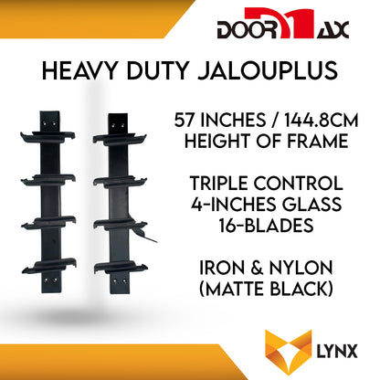 DOORMAX HEAVY DUTY Jalouplus 4" Glass 1 Pair Iron Powder Coated Steel Nylon (Matte Black)