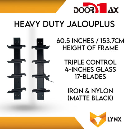 DOORMAX HEAVY DUTY Jalouplus 4" Glass 1 Pair Iron Powder Coated Steel Nylon (Matte Black)