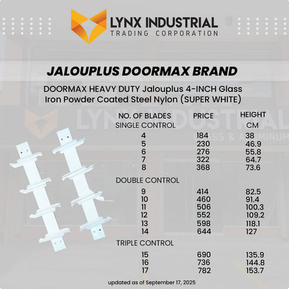 DOORMAX HEAVY DUTY Jalouplus 4" Glass 1 Pair Iron Powder Coated Steel Nylon (Super White)