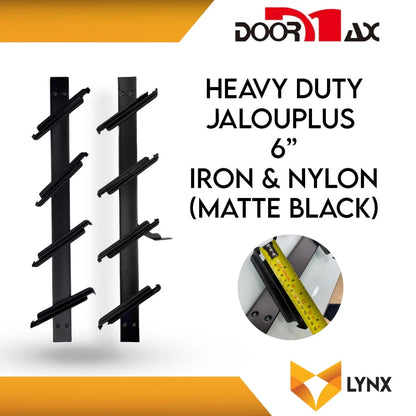 DOORMAX HEAVY DUTY Jalouplus 6-INCH 1 Pair Iron Powder Coated Steel Nylon (MatteBlack)