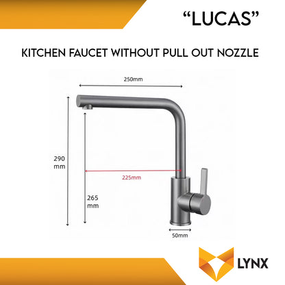 STAINLESS STEEL WITHOUT PULL OUT NOZZLE FAUCET "LUCAS" 290x250MM (SILVER)