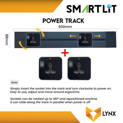SMARTLIT Movable Power Track Socket 88mm x 600mm