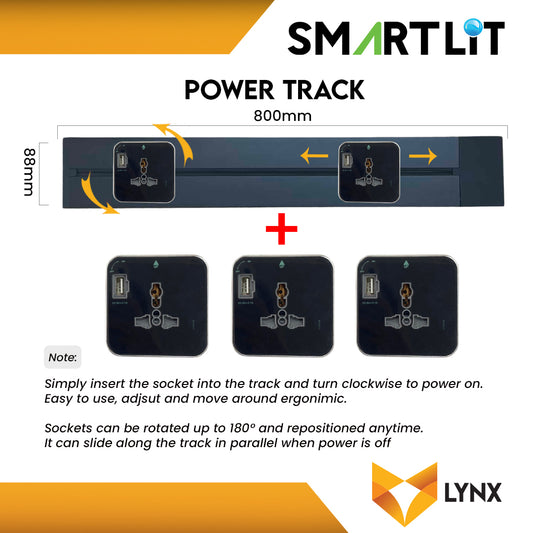 SMARTLIT Movable Power Track Socket 88mm x 800mm