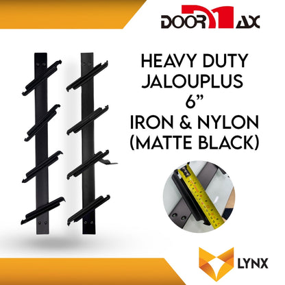 DOORMAX HEAVY DUTY Jalouplus 6-INCH 1 Pair Iron Powder Coated Steel Nylon (MatteBlack)